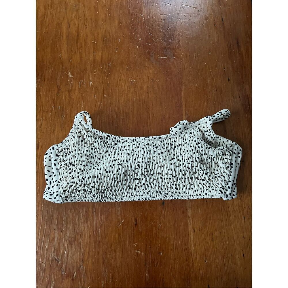 Xhileration cream and black polka dotted bikini top M